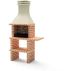Maestro Ferretero - movelar - Barbecue Préfabriqué à Bois et Charbon Modèle bbq taos plus avec 1 avec Support Latéral Court (Orange/Beige - 110 x 58Vendu paramazon