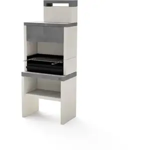 Movelar - tuozi - Barbecue de Construction à Bois et Charbon Modèle plan 1 max (Gris/Blanc - 78 x 47 x 192 cm)Vendu paramazon