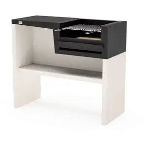 Tuozi - Barbecue de Construction à Bois et Charbon Modèle court plié à plat (Noir blanc - 118 x 50 x 93 cm)Vendu paramazon