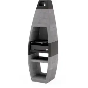 Maestro Ferretero - tuozi - Barbecue de chantier à bois et charbon de bois Modèle ego complete (Gris noir - 60 x 47 x 195 cm)Vendu paramazon
