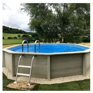 Naturalis Piscine béton aspect bois en kit décagonale - 4.95 x 1.28 m pas cher