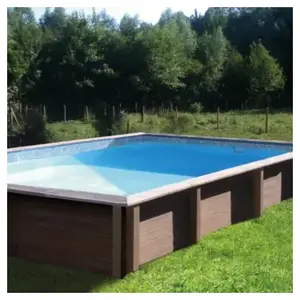 Piscine béton aspect bois en kit rectangle " Naturalis " - 4.67 x 3.2... pas cher