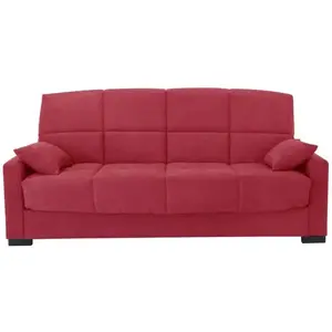 Clic clac 3 places MEGAN 14 - Tissu Soro rouge - Avec accoudoirs - Cou... pas cher