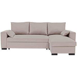 NO NAME Canapé d'angle convertible - MORGAN - 3 places - Beige avec coffre et coussins déco - 236x143x85cm