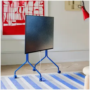 Pedestal Moon Rollin' Meuble TV sur roulettes (Bleu) | Support Tele pour Les Ecrans de 40 à 70 Pouces | Pied TV au Design Danois | Meubles de Salon pour Television