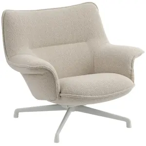 Fauteuil en tissu beige et pied pivotant en acier gris Doze - Muuto