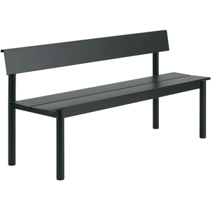 Muuto - Banc avec dossier Linear - Noir - Acier galvanisé thermolaqué - Designer Thomas Bentzen pas cher