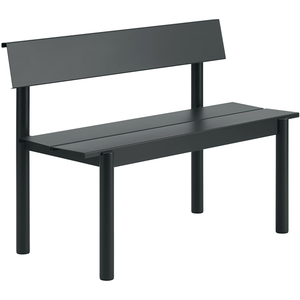 Muuto - Banc avec dossier Linear - Noir - Acier galvanisé thermolaqué - Designer Thomas Bentzen pas cher