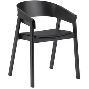 Fauteuil en chêne noir et assise en cuir Cover - Muuto pas cher