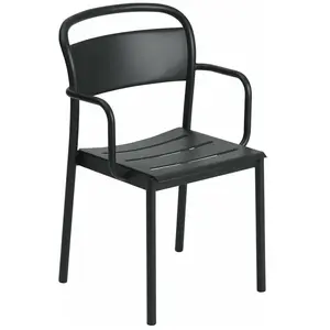 Chaise d'extérieur avec accoudoirs en acier noir Linear - Muuto pas cher