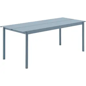 Table d'extérieur en acier bleu ciel 200 x 75 cm Linear - Muuto pas cher