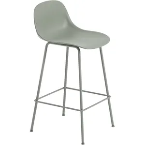 Chaise de bar 65 cm vert gris piétement tubes Fiber - Muuto pas cher