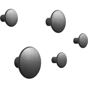 5 Patères rondes en métal noir The Dots - Muuto pas cher