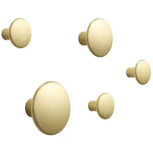 5 Patères rondes en aluminium doré The Dots - Muuto