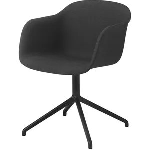 Fauteuil noir piétement pivot et assise textile Fiber - Muuto pas cher
