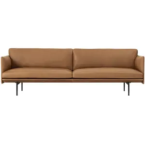 Comparateur de prix : Muuto - Canapé Outline en cuir 3 places Cognac taille unique
