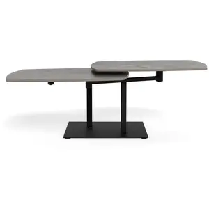 M&S Table Basse 128x70x40cm Céramique Grisse Et Métal Noir pas cher