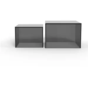 M&S Table Basse 50x50x35cm En Verre Trumpé Gris Foncé - Hagen pas cher