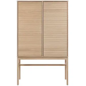 Hellin Buffet haut 2 portes 90,8x40x150 cm décor chêne blanchi - LINEY pas cher