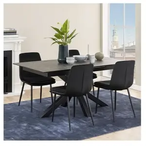 Hellin Heaven table de salle à manger brut céramique, plateau supplémentaires 1 pc, 90x168/210cm noir.Vendu parconforama