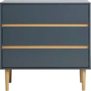 House Nordic Commode 3 tiroirs 80x40x80 cm bleu canard et naturel