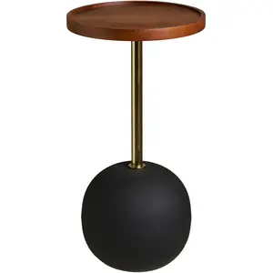 ebuy24 Ronja table d'angle ø30cm naturel, noir. pas cher