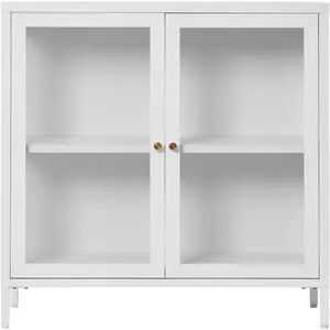 House Nordic Buffet 2 portes vitrées 80x35x80 cm en métal blanc - KITY pas cher