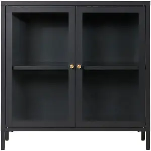 House Nordic Buffet 2 portes vitrées 80x35x80 cm en métal noir - KITY pas cher
