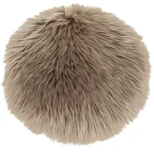 House Nordic Coussin de siège rond en peau d'agneau artificielle marron grise 35 cmVendu parcarrefour