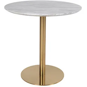 Drawer House Nordic Table à manger ronde 90x75 cm aspect marbre blanc et laiton - DERVAL pas cher