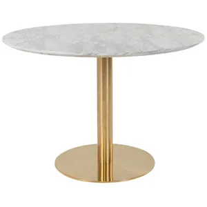 Comparateur de prix : House Nordic Table à manger ronde 110x75 cm aspect marbre blanc et laiton - DERVAL