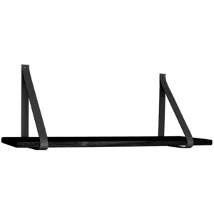 House Nordic - Etagère murale en bois et cuir 80x20 cm - Noir - forno pas cher