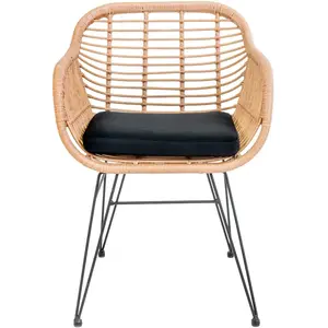 fauteuils en polyrotin avec coussin et pieds House Nordic Trisete Beig... pas cher