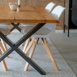 Comparateur de prix : Chaise de table à manger en cuir blanc à pieds en bois House Nordic