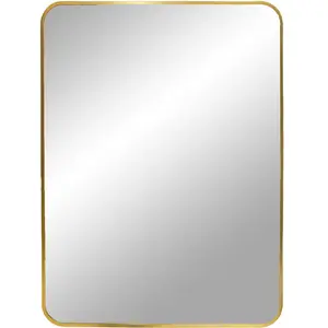 HOUSE NORDIC Miroir - Madrid - 50x70 cm - Blanc - Laiton - Rectangulaire - Métal