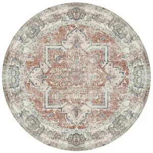 Drawer House Nordic - Tapis rond orange et bleu Ø200 cm pas cher