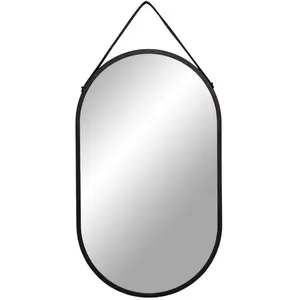 Miroir en acier avec bracelet en cuir artificiel House Nordic Trapani 35x60x2 cm pas cher