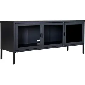 House Nordic Buffet 3 portes 130x40x55 cm en verre et métal noir pas cher