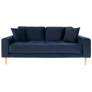 Lido Canapé 2,5 pers. en velours, 2 coussins décoratifs inclus, bleu. pas cher