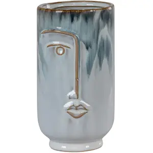 Vase en céramique rond avec visage House Nordic 9,5x9,5x17 cm