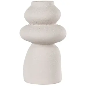House Nordic Vase de forme organique en grès H26,5cm - Blanc ivoire