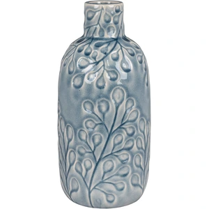 Comparateur de prix : House Nordic - Vase en céramique bleu avec motif fleurs Ø12 x 26 cm