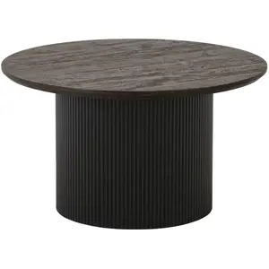 HOUSE NORDIC Table basse ronde 80x80x45 cm en bois et décor marron foncé pas cher