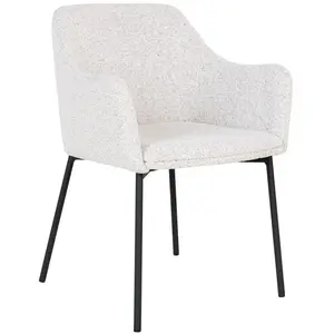 Meubles & Design Lot de 2 chaises tissu bouclé blanc style moderne