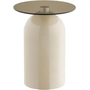 ebuy24 Solveig table d'angle Ø40cm beige, gris. pas cher
