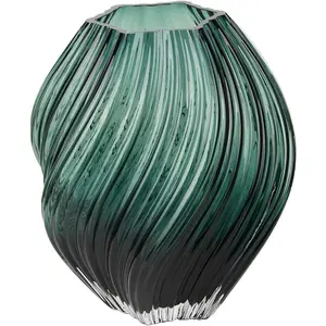 Comparateur de prix : House Nordic - Vase en verre soufflé à la bouche vert foncé - 19x19x23...