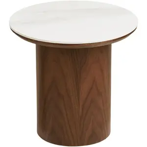 ebuy24 Frida table d'angle ø40cm blanc, brun foncé. pas cher