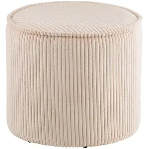 Liv pouf velours côtelé beige.