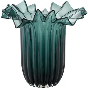 House Nordic - Vase en verre soufflé à la bouche vert foncé - 25x25x30... pas cher