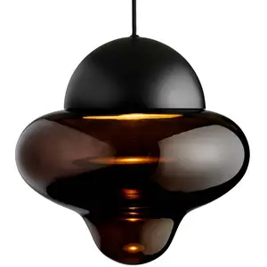 DESIGN BY US Suspension LED Nutty XL, brun / noir, Ø 30 cm, verreVendu parluminaire